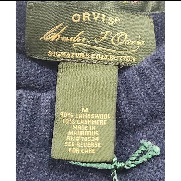 Orvis Sig. Collection Sweater Men's M Navy Crewneck Lambswool Cashmere Blend NWT - Picture 4 of 6